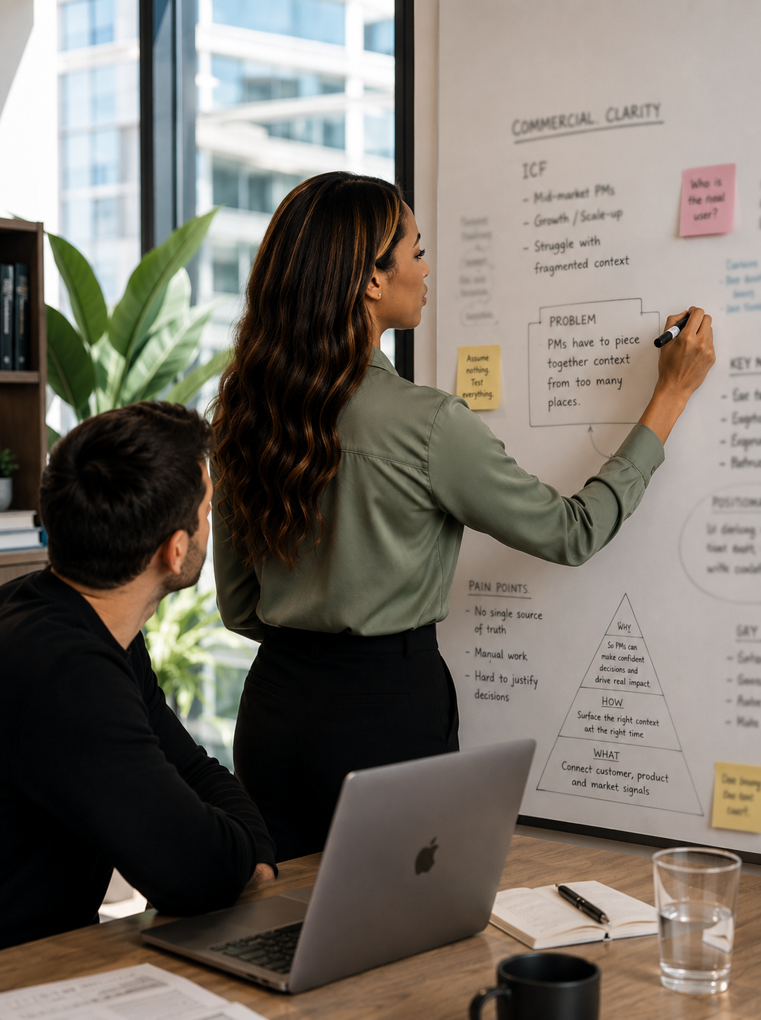 ForceGTM strategist mapping commercial clarity on a whiteboard with a founder
